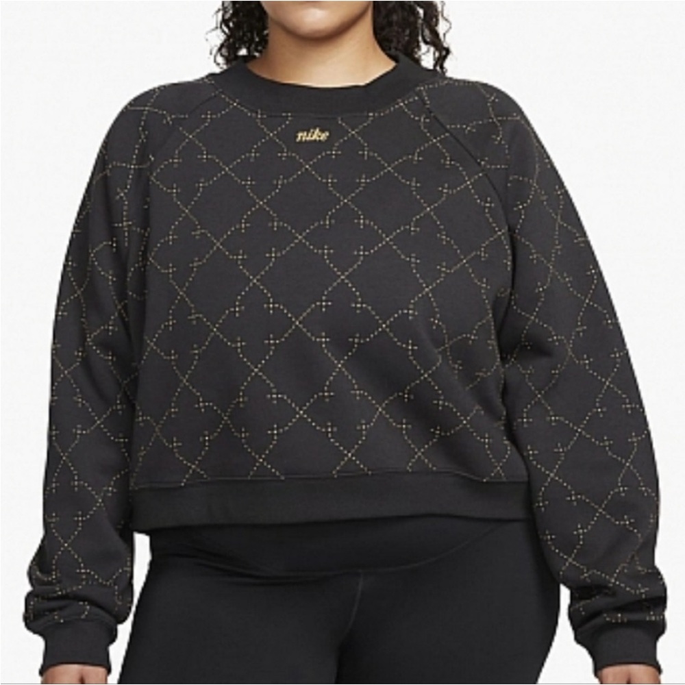 Nike Therma-Fit Oversized Cropped Sweatshirt Black Gold Women’s 2X Sporty